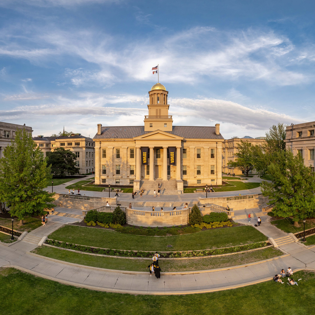 A panoramic view of the back of the Old Capitol building.