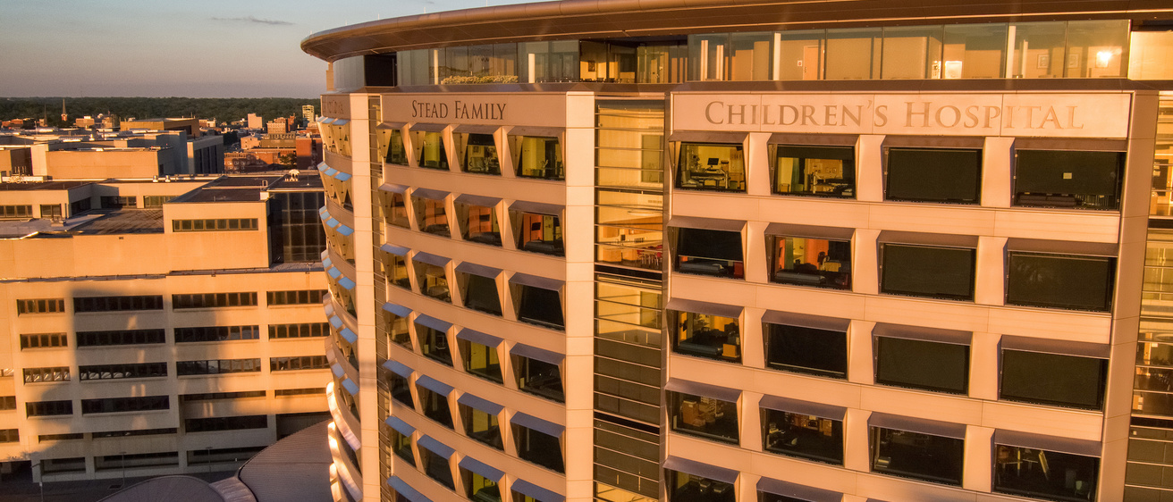 Drone photograph of Stead Family Children's Hospital