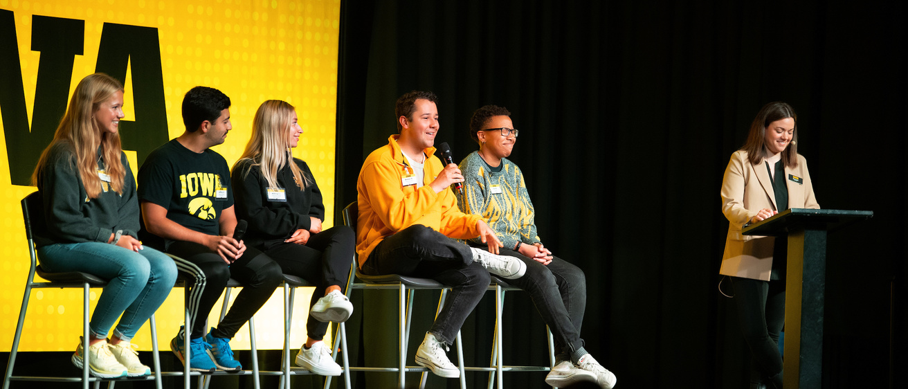 Student panel during a Hawkeye Visit Day