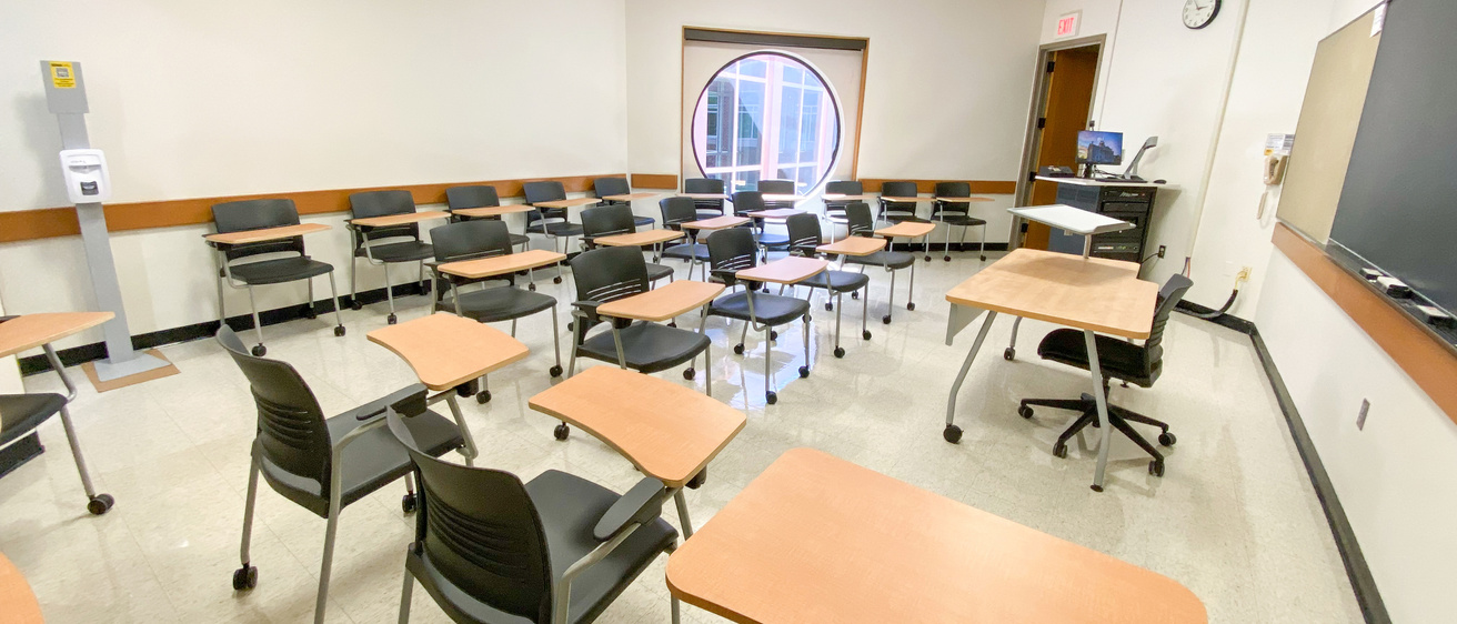University classroom with new furniture