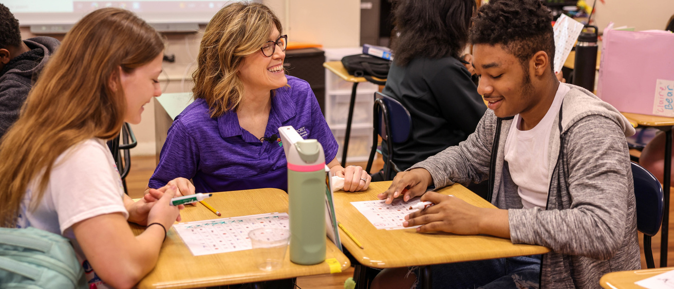 Teachers and students in a Davenport classroom