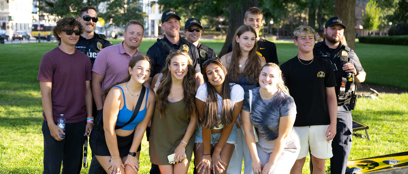 Students playing lawn games with Campus Safety