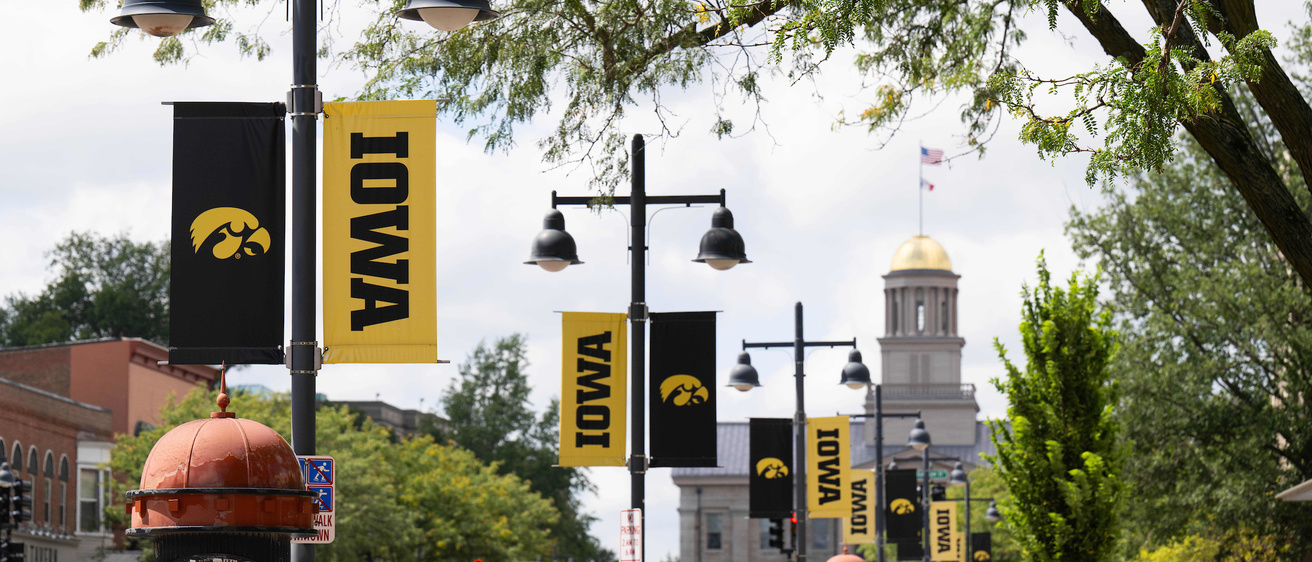 Iowa banners on Iowa Avenue