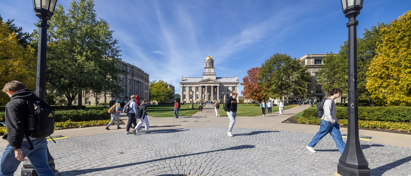 Students walking around campus