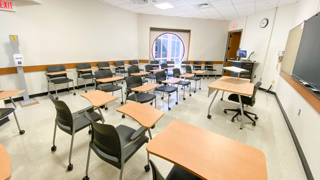 University classroom with new furniture