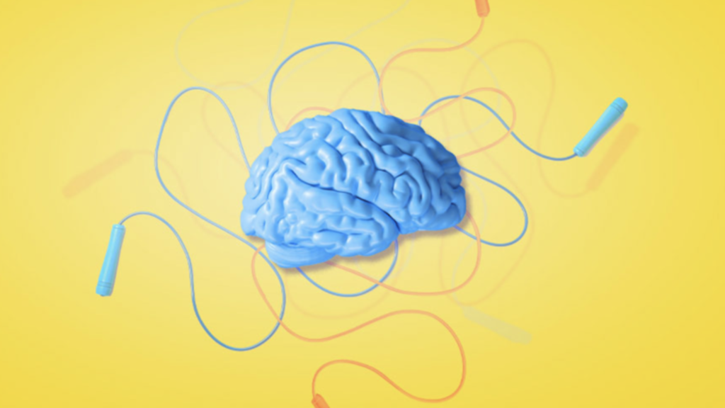 Brain and jump rope graphic