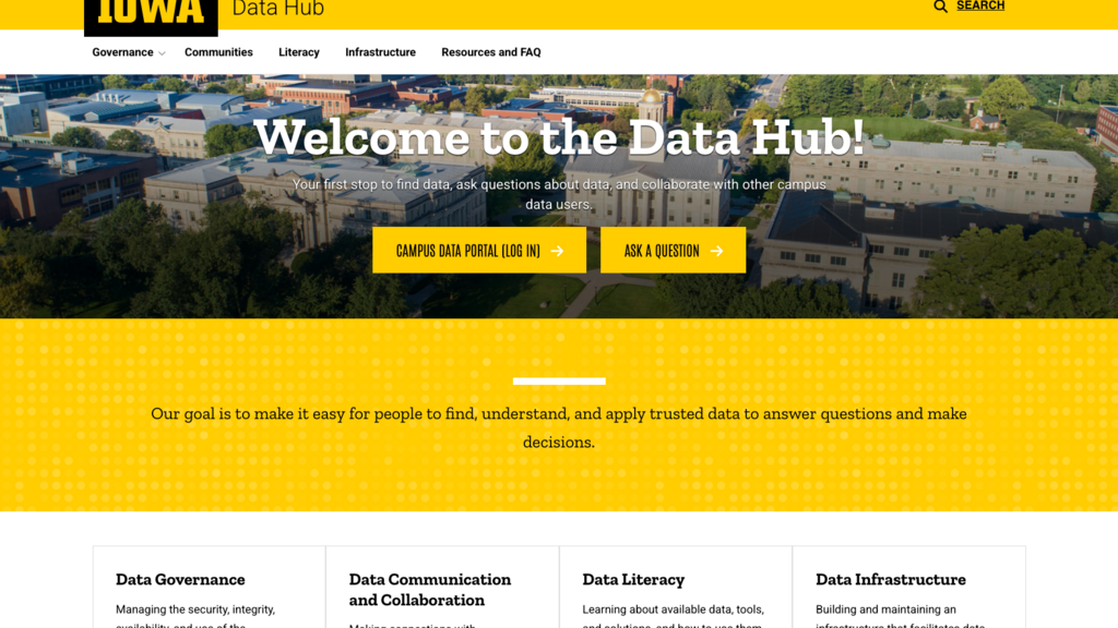 Screenshot of the UI data hub website